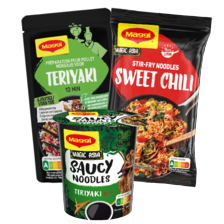 Alle Maggi Asia roerbaknoodles, saucy noodles of roerbaksaus